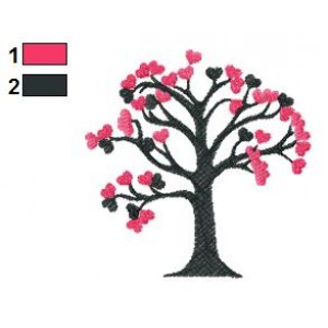 Hearts Tree Embroidery Design 04